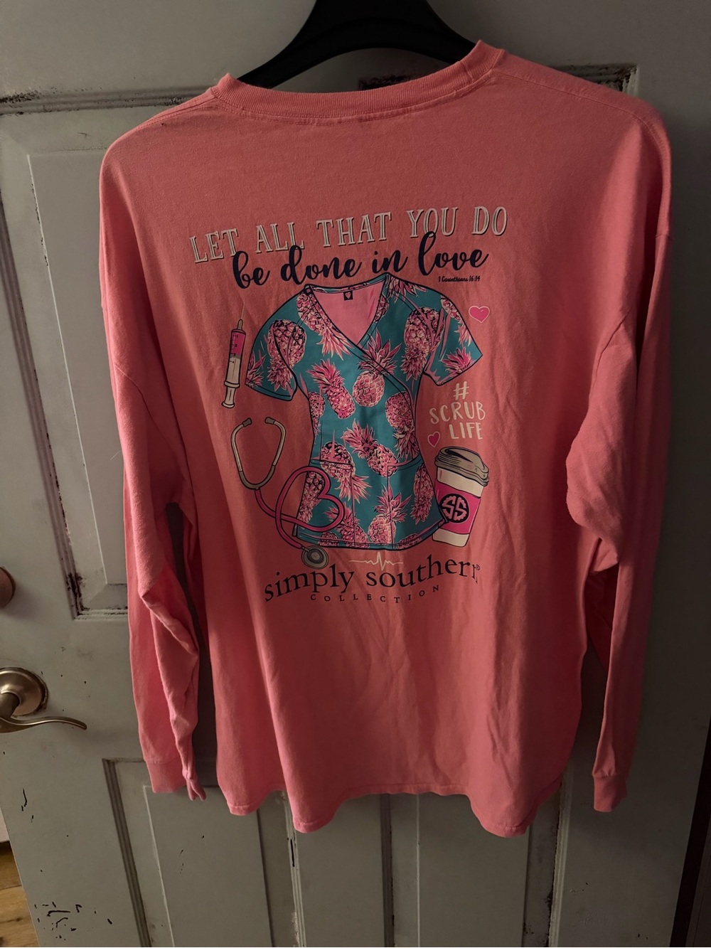 Nurse Simply Southern Girls' Coral Long-Sleeve Graphic Shirt Let All That You Do